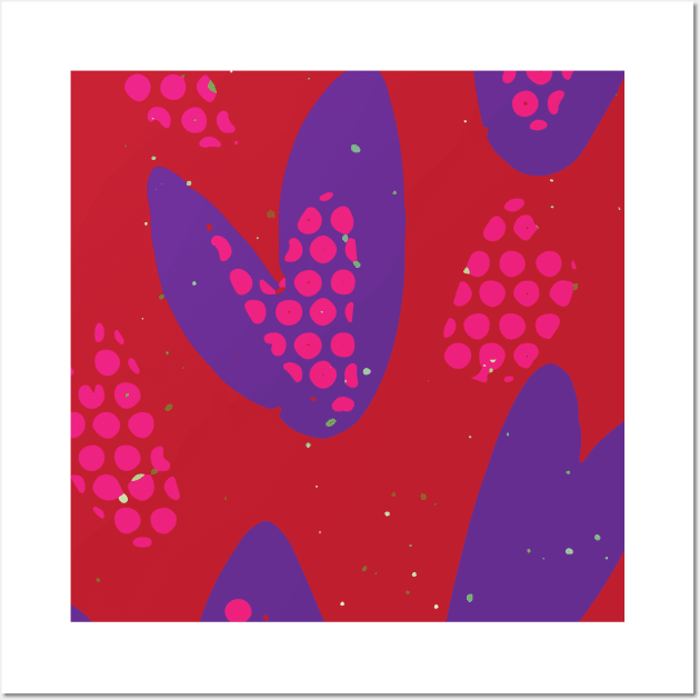 Big Hearts Graphic Design in Red and Purple Complimentary Tones GC-116-16 Wall Art by GraphicCharms